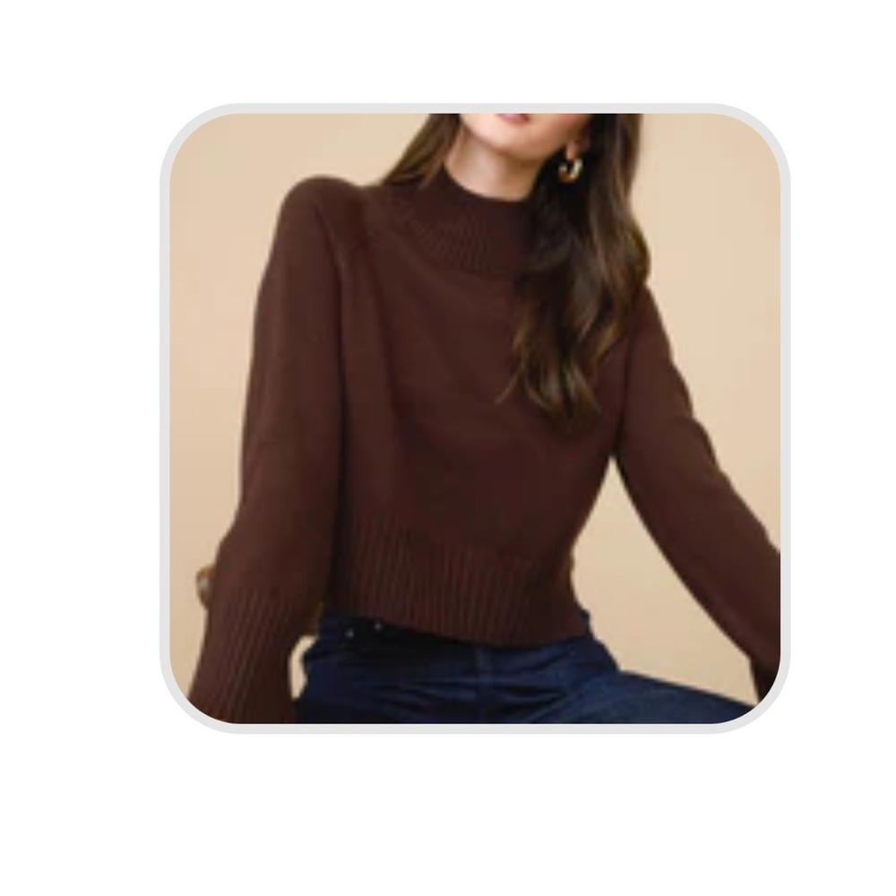 MOCK NECK LONG SLEEVE KNIT CROPPED PULLOVER
